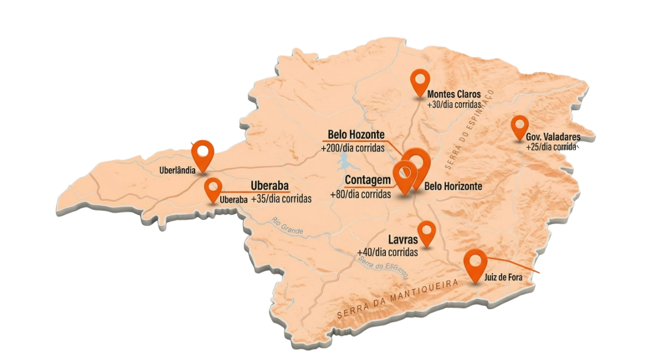 Mapa de expansão Vooz — Minas Gerais